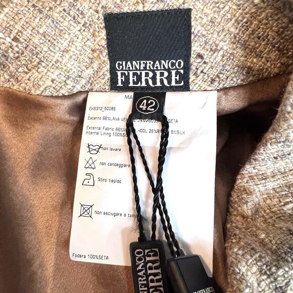 Vintage Gianfranco Ferre Brown Wool Silk Blend Pencil Skirt Size 42 - Picture 5 of 7